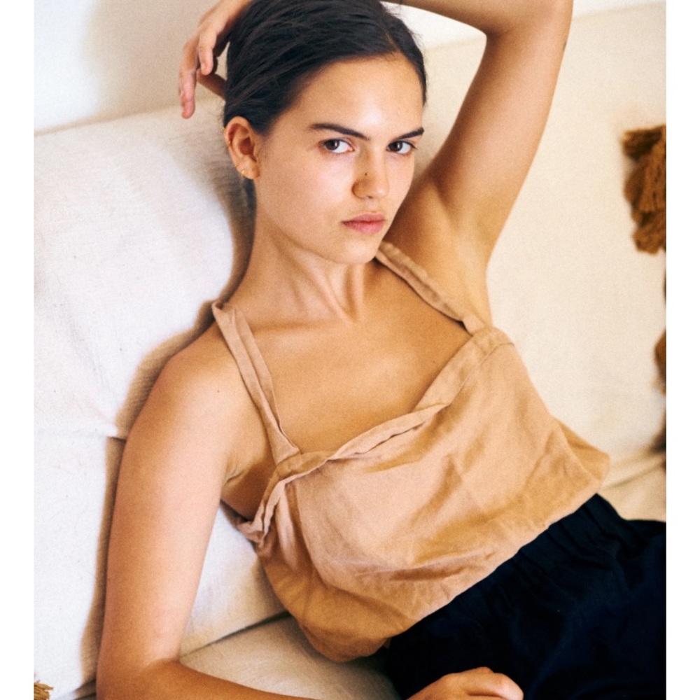 Ozma Vivian tank silk linen in desert